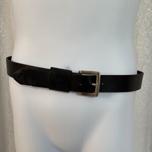 Black Leather Belt with Silver Buckle Sz: 36”